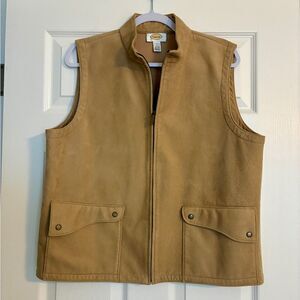 Talbots Vest Women's Large Tan Faux Suede Zip Front Utility
